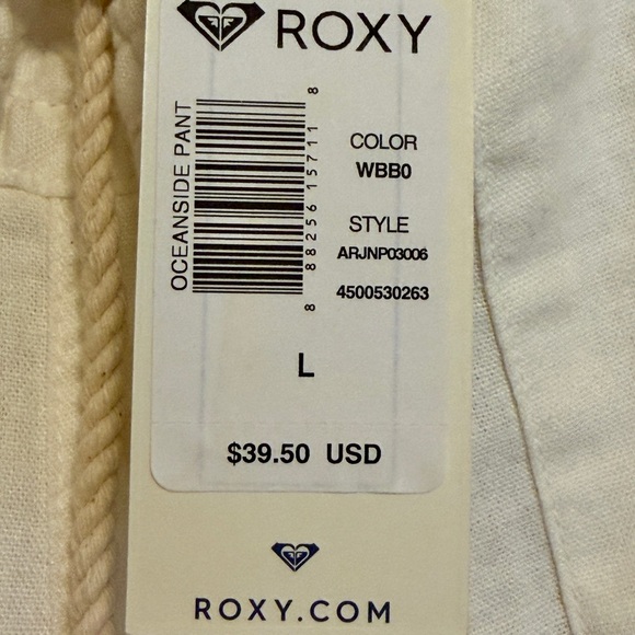 NWT! Roxy White Linen Drawstring Pants - Picture 8 of 10